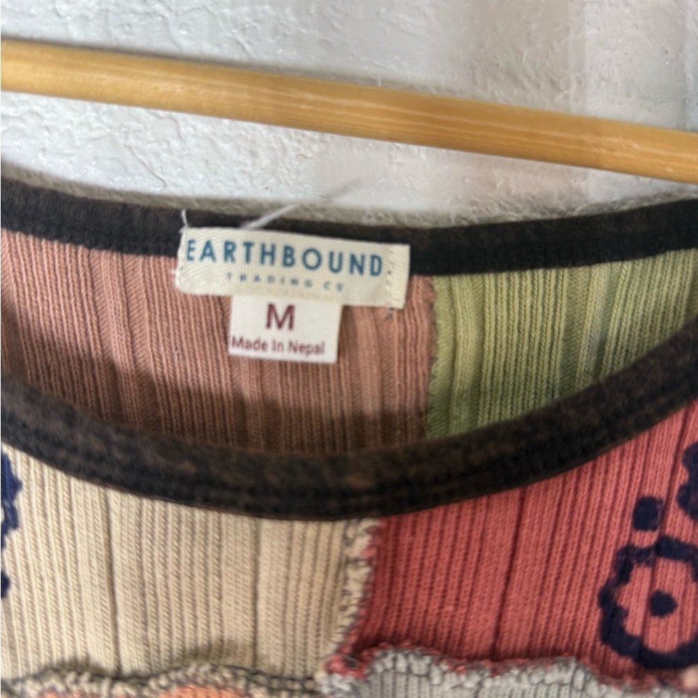 EARTHBOUND Cotton Multicolor Patchwork Camisole Boho Gremlin Hippie Casual - Picture 4 of 5